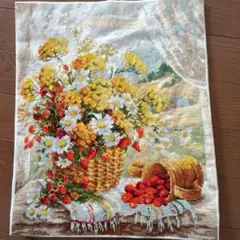 花と果物のバスケット 刺繍