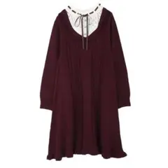 【axes femme】ブロッキングニットワンピース ボルドー（若干シミ有）