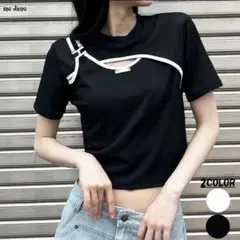 グラマラスジェーン　半袖Tシャツ ブラック　黒　トップス　古着　ミニTのサムネイル