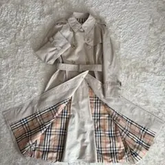 バーバリー トレンチコート ノバチェック ダブル ベルト 白タグ レディース