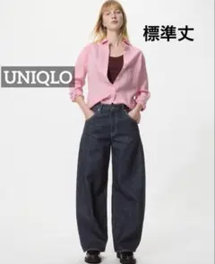 k0562 標準丈 小さめサイズ UNIQLO バギーカーブジーンズ ネイビー