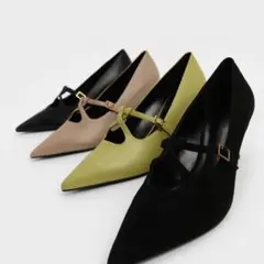 黒　ブラック ポインテッドトゥ ハイヒール　charles&keithのサムネイル