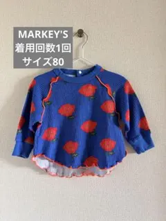 マーキーズ　青色 花柄 長袖　カットソー　サイズ80