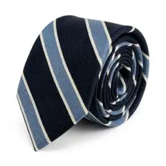 VANmini 子供用ネクタイ ストライプ レジメンタルタイ シルク ブルー