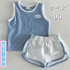 【新品・未使用】韓国 子供服 キッズ服 90 セットアップ ブルー 水色