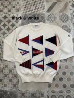 Black & White★生成りメンズニットセーター　サイズL