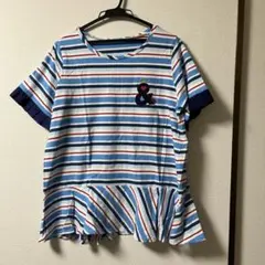 ＆Love ボーダー柄 半袖Tシャツ ペプラムデザイン LLサイズのサムネイル