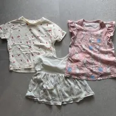 赤いチェリーとウサギのTシャツ3枚セット