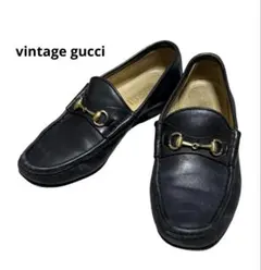vintage gucci ホースビットローファー ネイビー