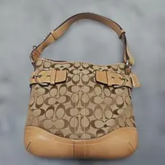 美品】COACH ワンショルダー ハンドバッグ ハーフムーン シグネチャー