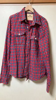 Hollister レッド系チェック ネルシャツ S