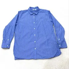 ユニクロ UNIQLO 長袖シャツ XL 青×白 ストライプ