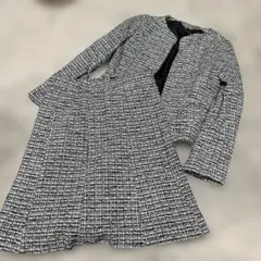 エニィファムanyFAMツイードスーツセットアップジャケットスカートペプラムL