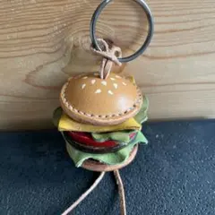 牛革ハンバーガーキーホルダー