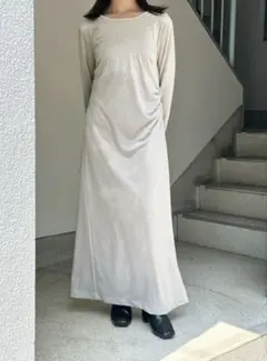 サイドドレープベロアロングワンピース