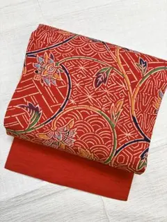 本場琉球紅型染 名古屋帯 正絹 紬 中古 青 カジュアル 【mm496
