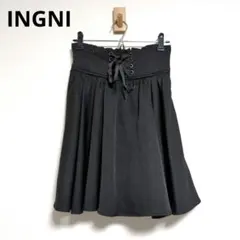 イング【美品】ひざ丈スカート　リボン　ウエストゴム【フリーサイズ】のサムネイル