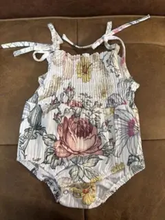 ノースリーブ 花柄リブ素材ベビー服
