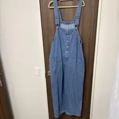 デニム サロペット 前面ボタン式