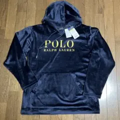 ラルフローレン　フーデットパーカー　薄手　ベロア生地　フード付パーカー　ネイビー