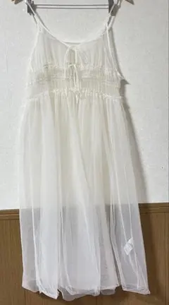 【一度着用のみ】チュール重ね着ワンピース　アイボリー