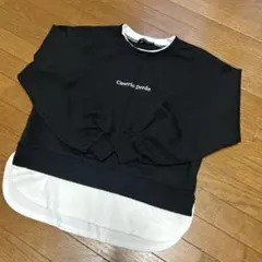 150サイズ☆バックロゴ　レイヤード風トレーナー