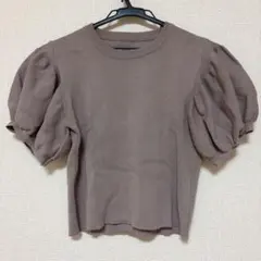 GRL パフスリーブニット 半袖 ブラウン M