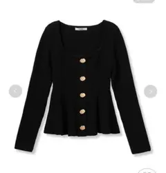 スクエアネックペプラムニットプルオーバー