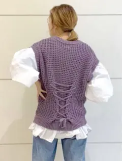 【 最終値下★新品 】Ungrid バックレースアップニット シャツ