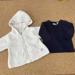 フード付きやわらかアウターと長袖Tシャツセット