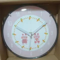 掛時計　丸　うさぎ　ピンク