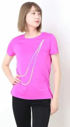 NIKE ナイキ 新品未使用 Dry-FIT 半袖Tシャツ ピンクカラフルライン