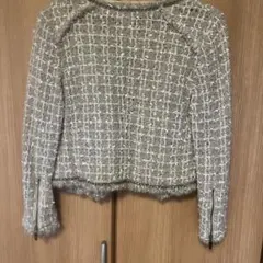 BODY DRESSING Deluxe ノーカラーグレー ツイードジャケット