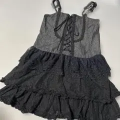 お値下♥︎︎アクシーズファム♥︎︎キャミワンピース ブラック フリルレースアップ