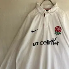 NIKE ラグビーシャツ イングランド代表 used O2 刺繍ロゴ 薔薇 - メルカリ