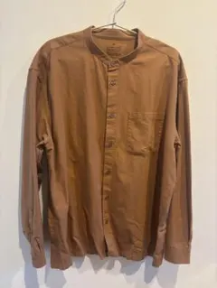 無印良品　長袖シャツ XL バンドカラー　茶　無印 シャツ　メンズ
