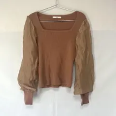 sly スライ　テラコッタ　バルーンスリーブ　ボリューム袖　スクエアネック　長袖