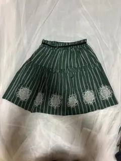 axes femmeグリーンストライプフレアスカート レディース