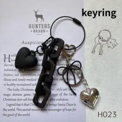 H023 じゃらじゃらキーホルダー バッグチャーム ハートリボンチャーム