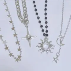 シルバーネックレス4点セット｜星　太陽　月