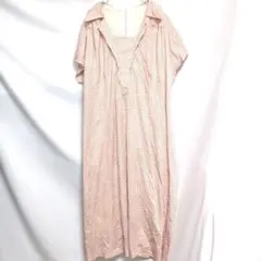 大きいサイズ ピンク系 チェック柄 半袖ロングシャツワンピース