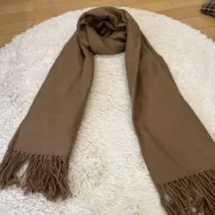 ローリーズファーム　ブラウン ニットマフラー フリンジ付きアクリル