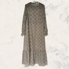 【極美品】BEAMS 長袖　フレアワンピース　オリエンタル柄　ティアード
