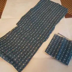sale♡夏の着物♡ 青色 ♡単衣♡ やけ有り、ウール/リメイクにも！はぎれつき