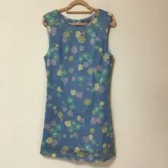 昭和レトロ　花柄　ノースリーブワンピース メッシュ風
