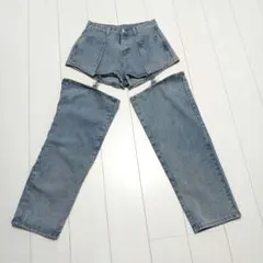 상태좋음 レディース デニム ショートパンツ セパレート 2way M