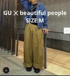 GU　beautiful people　タックワイドパンツ　M ブラウンMB
