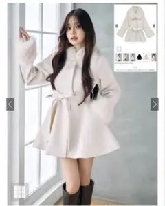 rady ケープニットコート　アイボリー　リボン　ポンチョ　冬服　ケープコート rady ケープニットコート アイボリー リボン ポンチョ 冬服 ケープ