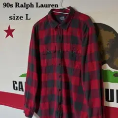 90s ラルフローレン ネルシャツ ブロックチェック サイズ L アメカジ 古着