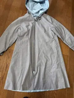 グレー グランチェック スプリング コート フード付き